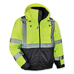 ergodyne GloWear 8377 Class 3 Hi-Vis Quilted Bomber Jacket, Lime, 4X-Large (EGO25628)