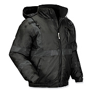 ergodyne GloWear 8377EV Non-Certified Hi-Vis Quilted Bomber Jacket, Black, Medium (EGO25643)