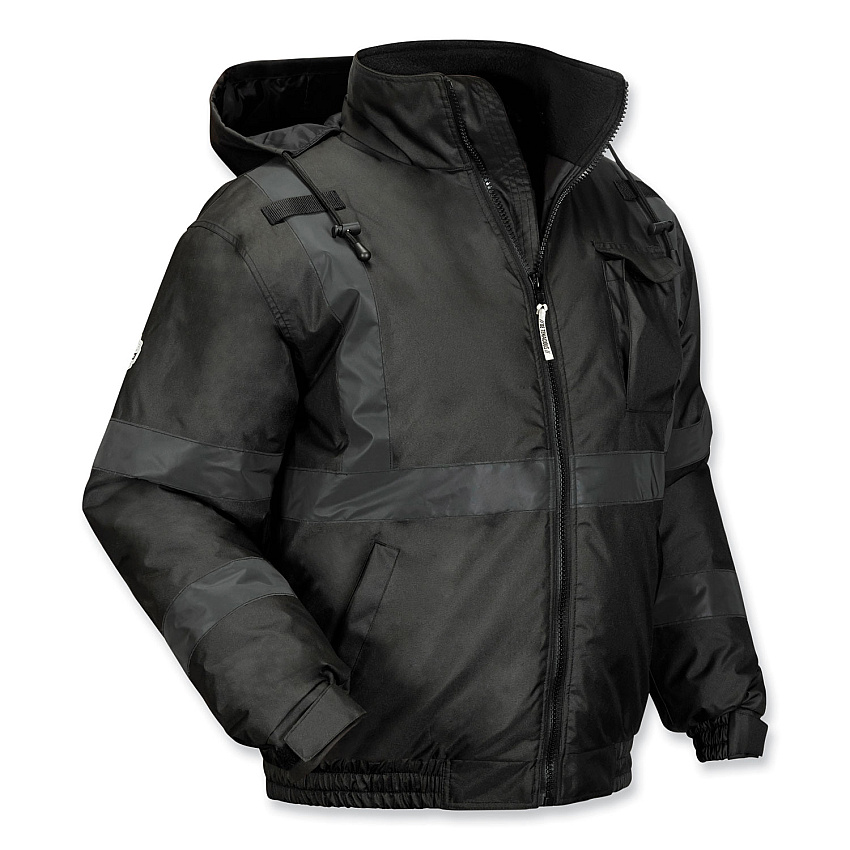 ergodyne GloWear 8377EV Non-Certified Hi-Vis Quilted Bomber Jacket, Black, Medium (EGO25643)