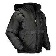 ergodyne GloWear 8377EV Non-Certified Hi-Vis Quilted Bomber Jacket, Black, X-Large (EGO25645)