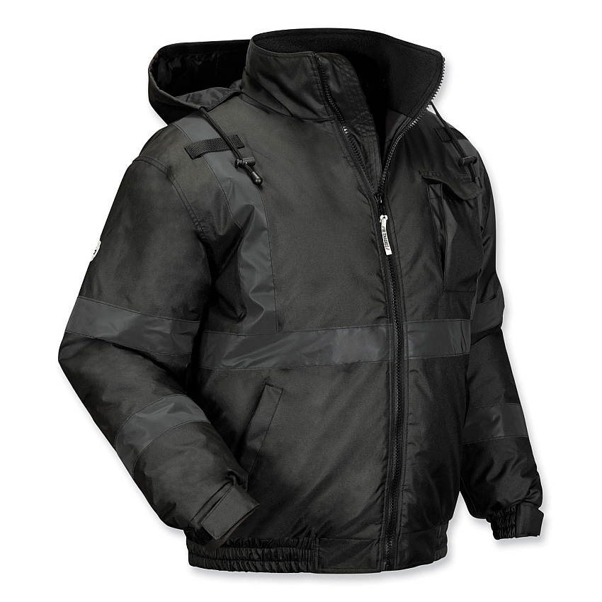 ergodyne GloWear 8377EV Non-Certified Hi-Vis Quilted Bomber Jacket, Black, X-Large (EGO25645)