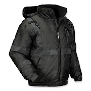 ergodyne GloWear 8377EV Non-Certified Hi-Vis Quilted Bomber Jacket, Black, 2X-Large (EGO25646)