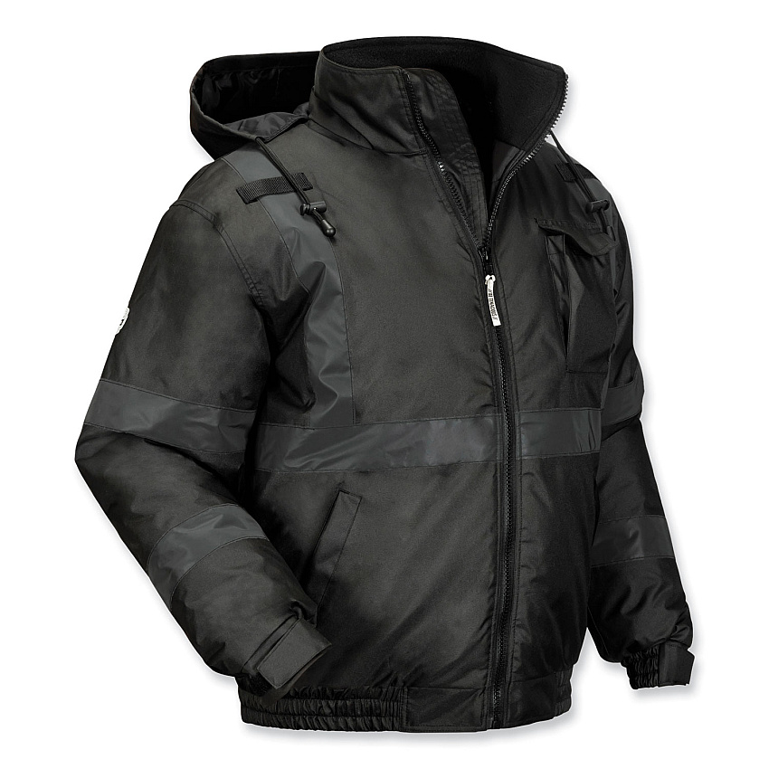 ergodyne GloWear 8377EV Non-Certified Hi-Vis Quilted Bomber Jacket, Black, 2X-Large (EGO25646)