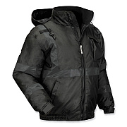 ergodyne GloWear 8377EV Non-Certified Hi-Vis Quilted Bomber Jacket, Black, 3X-Large (EGO25647)