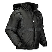 ergodyne GloWear 8377EV Non-Certified Hi-Vis Quilted Bomber Jacket, Black, 5X-Large (EGO25649)