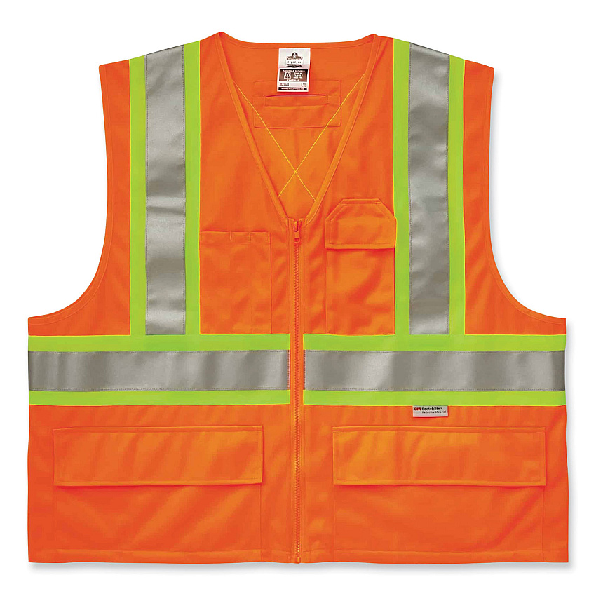ergodyne GloWear 8235ZX Class 2 Two-Tone X-Back Vest, Polyester, Small/Medium, Orange (EGO26183)