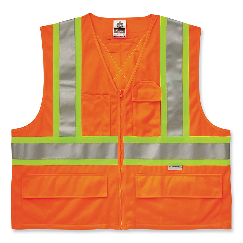 ergodyne GloWear 8235ZX Class 2 Two-Tone X-Back Vest, Polyester, Large/X-Large, Orange (EGO26185)