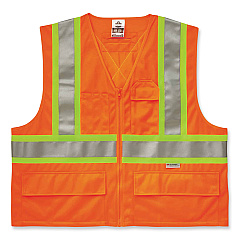 ergodyne GloWear 8235ZX Class 2 Two-Tone X-Back Vest, Polyester, 4X-Large/5X-Large, Orange (EGO26189)