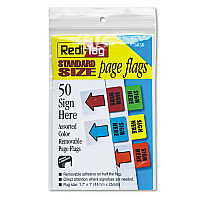 Redi-Tag Removable Page Flags, Green/Yellow/Red/Blue/Orange, 10/Color, 50/Pack (RTG76830)