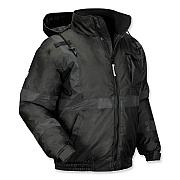 ergodyne GloWear 8377EV Non-Certified Hi-Vis Quilted Bomber Jacket, Black, Large (EGO25644)