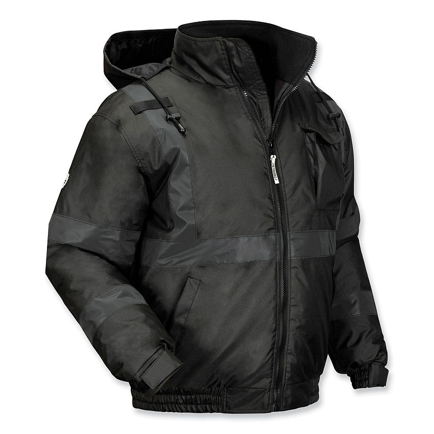 ergodyne GloWear 8377EV Non-Certified Hi-Vis Quilted Bomber Jacket, Black, Large (EGO25644)