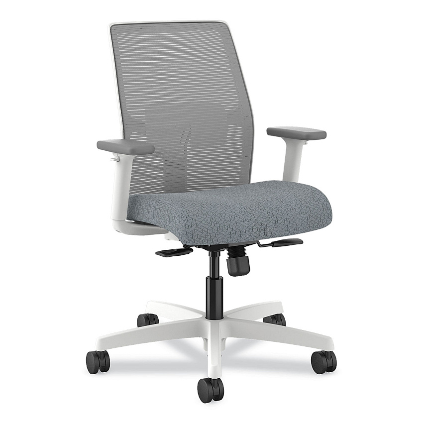 HON Ignition 2.0 Mid-Back Mesh Task Chair, Posture Lock, Up to 300lb, Basalt Seat, Fog Back/White Base (HONI2LM1AFA25WX)