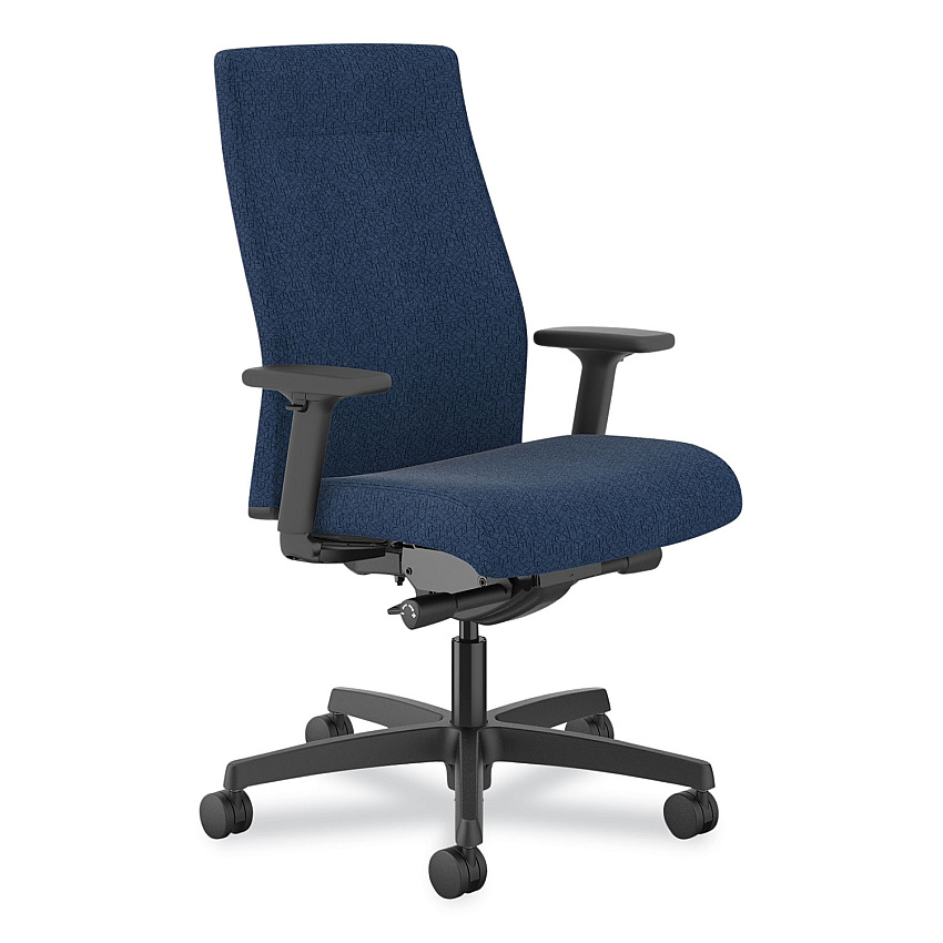 HON Ignition 2.0 Upholstered Mid-Back Task Chair, Supports 300 lb, 17" to 21.5" Seat Height, Navy Fabric Seat, Navy Fabric Back (HONI2U2AHAX13TK)