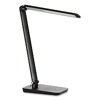 Safco Vamp LED Wireless Charging Lamp, Multi-pivot Neck, 16.75" High, Black (SAF1009BL)