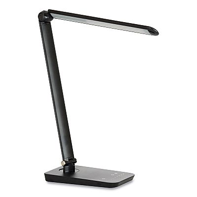 Safco Vamp LED Wireless Charging Lamp, Multi-pivot Neck, 16.75" High, Black (SAF1009BL)