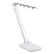 Safco Vamp LED Wireless Charging Lamp, Multi-pivot Neck, 16.75" High, Silver (SAF1009SL)
