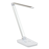 Safco Vamp LED Wireless Charging Lamp, Multi-pivot Neck, 16.75" High, Silver (SAF1009SL)
