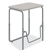 Safco AlphaBetter 2.0 Height-Adjustable Student Desk with Pendulum Bar, 27.75 x 19.75 x 22 to 30, Pebble Gray (SAF1221GR)