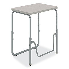 Safco AlphaBetter 2.0 Height-Adjustable Student Desk with Pendulum Bar, 27.75 x 19.75 x 22 to 30, Pebble Gray (SAF1221GR)