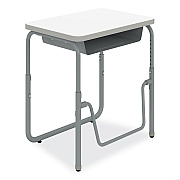 Safco AlphaBetter 2.0 Height-Adjustable Student Desk with Pendulum Bar and Book Box, 27.75 x 19.75 x 22 to 30, Dry Erase (SAF1222DE)