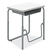 Safco AlphaBetter 2.0 Height-Adjustable Student Desk with Pendulum Bar and Book Box, 27.75 x 19.75 x 22 to 30, Dry Erase (SAF1222DE)