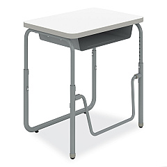 Safco AlphaBetter 2.0 Height-Adjustable Student Desk with Pendulum Bar and Book Box, 27.75 x 19.75 x 22 to 30, Dry Erase (SAF1222DE)