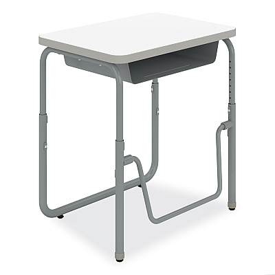 Safco AlphaBetter 2.0 Height-Adjustable Student Desk with Pendulum Bar and Book Box, 27.75 x 19.75 x 22 to 30, Dry Erase (SAF1222DE)