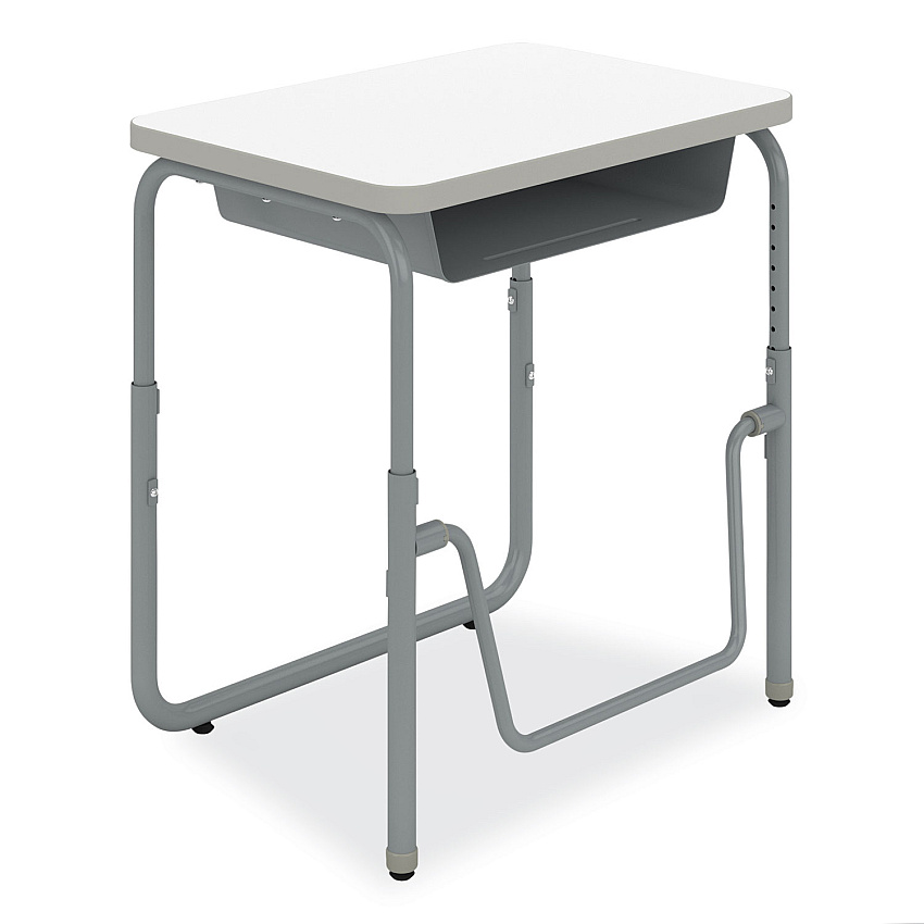 Safco AlphaBetter 2.0 Height-Adjustable Student Desk with Pendulum Bar and Book Box, 27.75 x 19.75 x 22 to 30, Dry Erase (SAF1222DE)