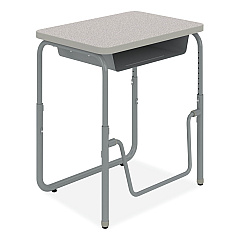 Safco AlphaBetter 2.0 Height-Adjustable Student Desk with Pendulum Bar and Book Box, 27.75" x 19.75" x 22" to 30", Pebble Gray (SAF1222GR)
