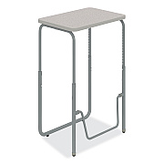 Safco AlphaBetter 2.0 Height-Adjustable Student Desk with Pendulum Bar, 27.75" x 19.75" x 29" to 43", Pebble Gray (SAF1223GR)
