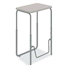 Safco AlphaBetter 2.0 Height-Adjustable Student Desk with Pendulum Bar, 27.75" x 19.75" x 29" to 43", Pebble Gray (SAF1223GR)
