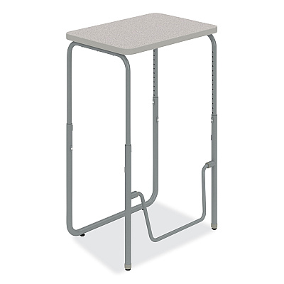 Safco AlphaBetter 2.0 Height-Adjustable Student Desk with Pendulum Bar, 27.75" x 19.75" x 29" to 43", Pebble Gray (SAF1223GR)