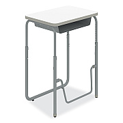 Safco AlphaBetter 2.0 Height-Adjustable Student Desk with Pendulum Bar and Book Box, 27.75 x 19.75 x 29 to 43, Dry Erase (SAF1224DE)