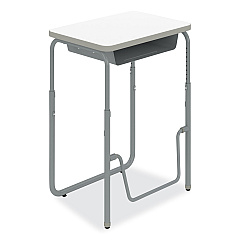 Safco AlphaBetter 2.0 Height-Adjustable Student Desk with Pendulum Bar and Book Box, 27.75 x 19.75 x 29 to 43, Dry Erase (SAF1224DE)