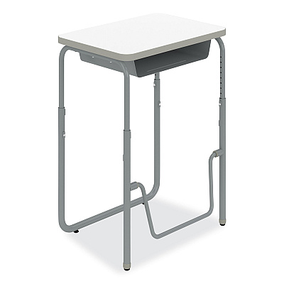 Safco AlphaBetter 2.0 Height-Adjustable Student Desk with Pendulum Bar and Book Box, 27.75 x 19.75 x 29 to 43, Dry Erase (SAF1224DE)