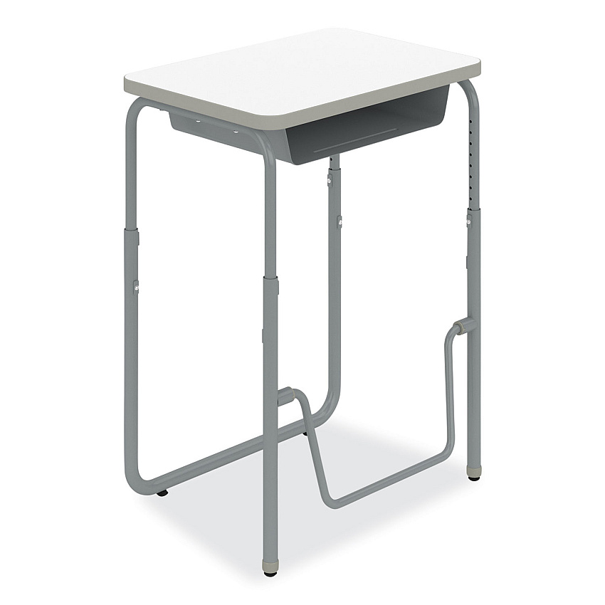 Safco AlphaBetter 2.0 Height-Adjustable Student Desk with Pendulum Bar and Book Box, 27.75 x 19.75 x 29 to 43, Dry Erase (SAF1224DE)