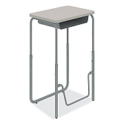 Safco AlphaBetter 2.0 Height-Adjustable Student Desk with Pendulum Bar and Book Box, 27.75 x 19.75 x 29 to 43, Pebble Gray (SAF1224GR)