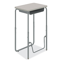 Safco AlphaBetter 2.0 Height-Adjustable Student Desk with Pendulum Bar and Book Box, 27.75 x 19.75 x 29 to 43, Pebble Gray (SAF1224GR)