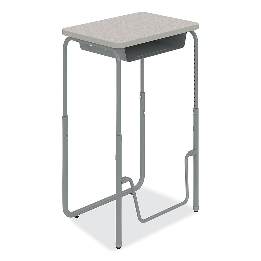 Safco AlphaBetter 2.0 Height-Adjustable Student Desk with Pendulum Bar and Book Box, 27.75 x 19.75 x 29 to 43, Pebble Gray (SAF1224GR)