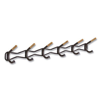 Safco Family Coat Wall Rack, 6 Hook, 42.75w x 5.25d x 7.25h, Black (SAF4257BL)