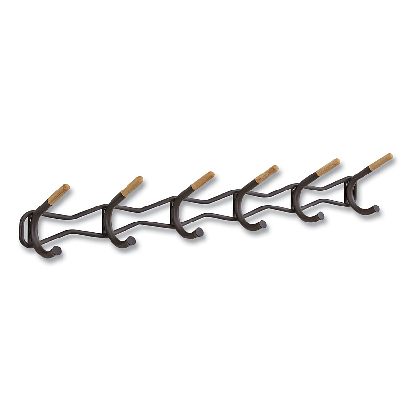 Safco Family Coat Wall Rack, 6 Hook, 42.75w x 5.25d x 7.25h, Black (SAF4257BL)