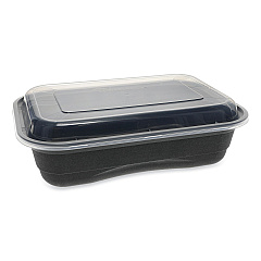 Pactiv Evergreen EarthChoice Versa2Go Microwaveable Container, 36 oz, 8.4 x 5.6 x 2, Black/Clear, Plastic, 150/Carton (PCTNV2GRT3688B)