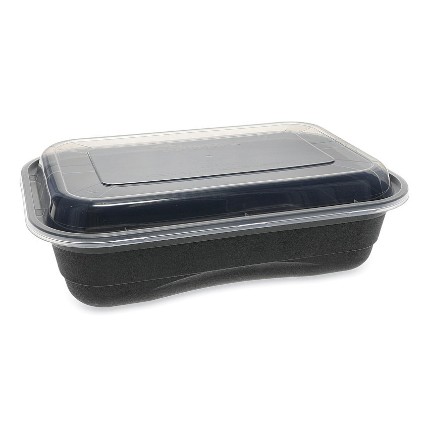 Pactiv Evergreen EarthChoice Versa2Go Microwaveable Container, 36 oz, 8.4 x 5.6 x 2, Black/Clear, Plastic, 150/Carton (PCTNV2GRT3688B)