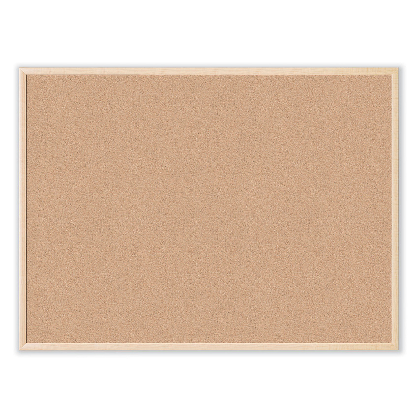 U Brands Cork Bulletin Board, 47 x 35, Tan Surface, Birch Wood Frame (UBR003U0001)