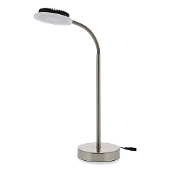 BLACK+DECKER PureOptics LED Adjustable Gooseneck Desk Lamp with Two USB Ports, 14.12" High, Silver Base (VLED625D)