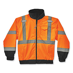 ergodyne GloWear 8379 Class 3 Hi-Vis Fleece Lined Bomber Jacket, Orange, Small (EGO24462)