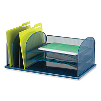 Safco Onyx Desk Organizer with Three Horizontal and Three Upright Sections, Letter Size Files, 19.25 x11.5 x 8.25, Blue (SAF3254BU)