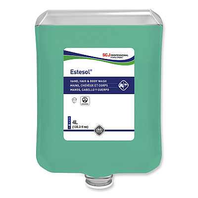SC Johnson Professional Estesol Hand, Hair and Body Cleaner Manual Cartridge, Rainforest Scent, 4 L, 4/Carton (SJNHAB4LTR)
