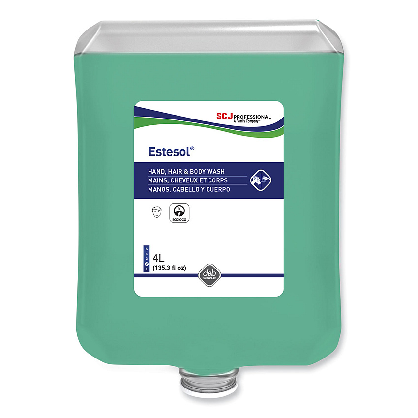 SC Johnson Professional Estesol Hand, Hair and Body Cleaner Manual Cartridge, Rainforest Scent, 4 L, 4/Carton (SJNHAB4LTR)
