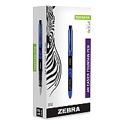 Zebra Fountain Pen, Fine 0.6 mm, Blue Ink, Black/Blue Barrel, 12/Pack (ZEB48320)